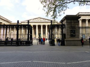 The grand entrance to the British Museum.